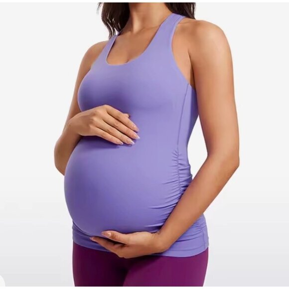 CRZ Yoga Racerback Maternity Built in Bra Tank Top Dark Lavender Purple Small - Picture 1 of 6